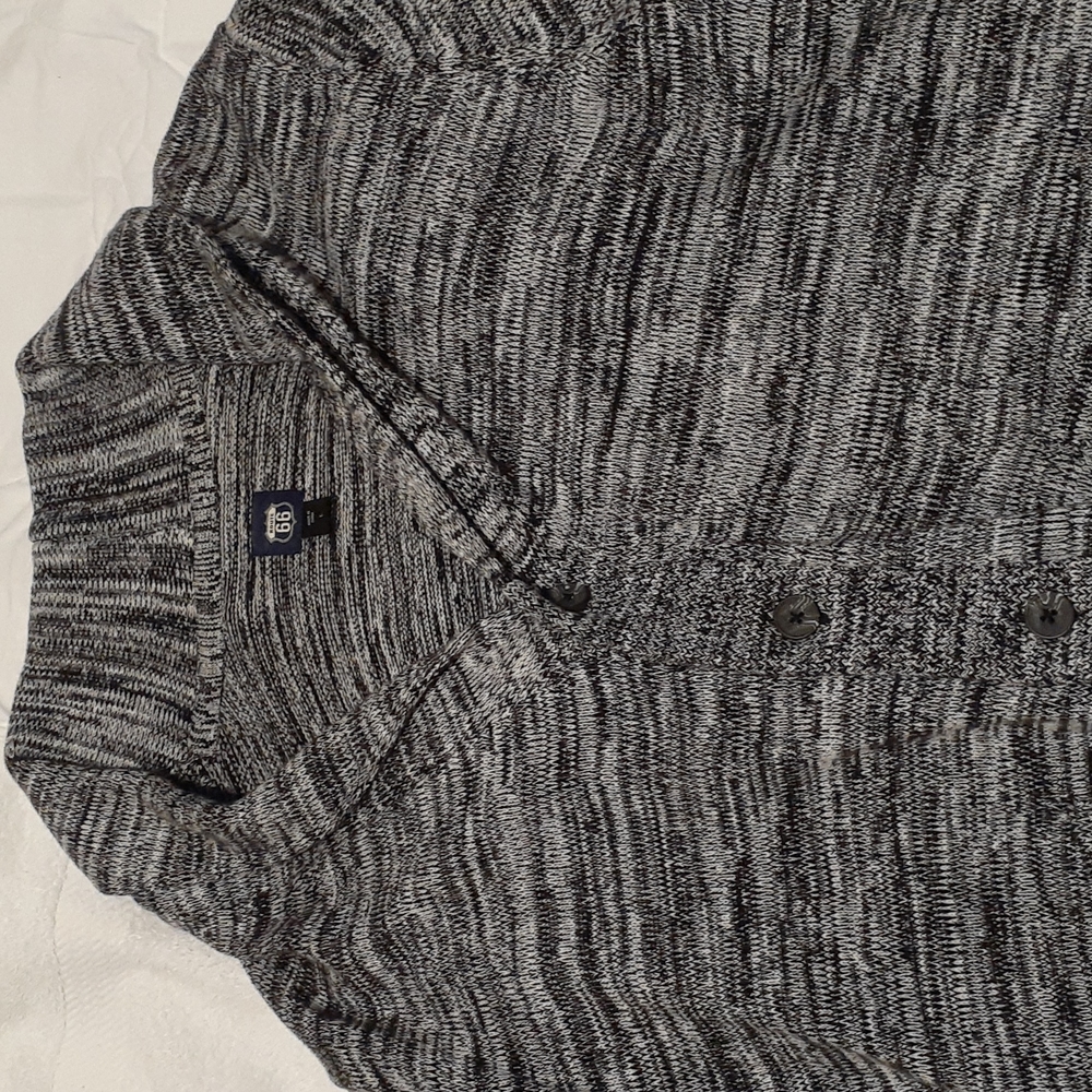 Route 66 Large Cardigan Holiday Sweater Grey Gray Black L